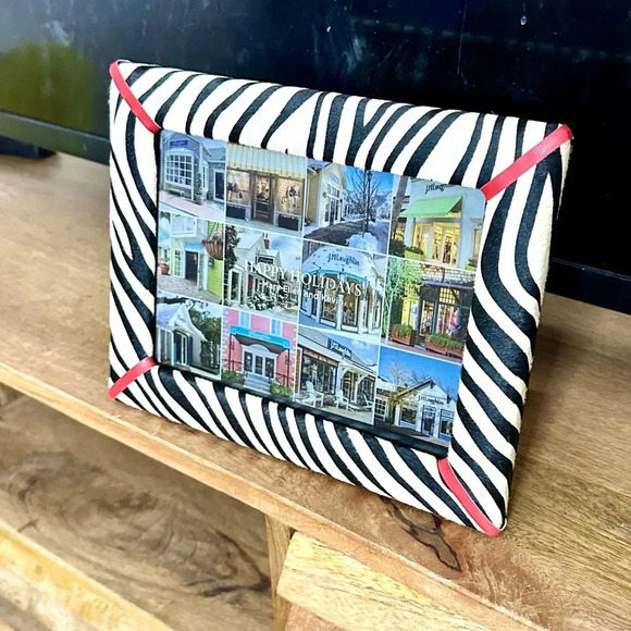 J. McLaughlin 5 x 7 Pony Hair Leather Picture Frame - Zebra - Picture 1 of 8